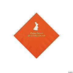 Orange Easter Bunny Personalized Napkins with Silver Foil - Beverage