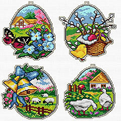 Orchidea Counted Cross Stitch Kit with Plastic Canvas Christmas Balls Set of 4 Designs 7678