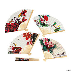 Oriental Folding Hand Fan Assortment - 12 Pc.