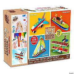 Paint Your Own 4 in 1 Wooden Vehicles Craft Kit  Makes 4 Vehicles