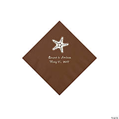 Paper Chocolate Brown Starfish Personalized Napkins - Beverage