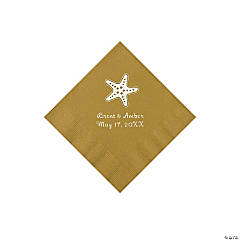 Paper Gold Starfish Personalized Napkins - Beverage
