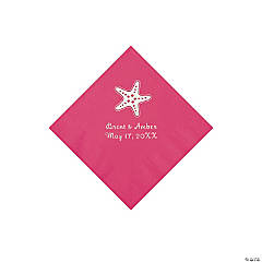 Paper Hot Pink Starfish Personalized Napkins - Beverage