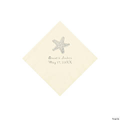 Paper Ivory Starfish Personalized Napkins - Beverage