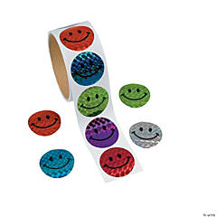 Paper Laser Smile Face Sticker Rolls