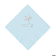 Paper Light Blue Starfish Personalized Napkins - Luncheon