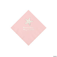 Paper Light Pink Starfish Personalized Napkins - Beverage