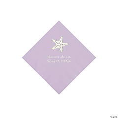Paper Lilac Starfish Personalized Napkins - Beverage