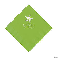 Paper Lime Green Starfish Personalized Napkins - Luncheon