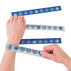 Paper Metallic Snowflake Slap Bracelets