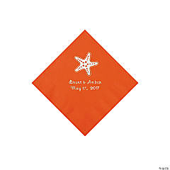 Paper Orange Starfish Personalized Napkins - Beverage