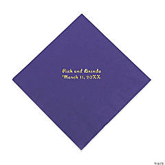 Paper Purple Personalized Luncheon Napkins with Gold Foil