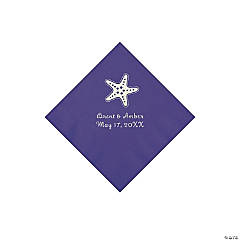 Paper Purple Starfish Personalized Napkins - Beverage 