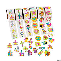 Paper Religious Rolls of Stickers Assortment