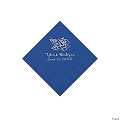 Paper Rose Personalized Blue Beverage Napkins