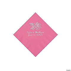 Paper Rose Personalized Candy Pink Beverage Napkins