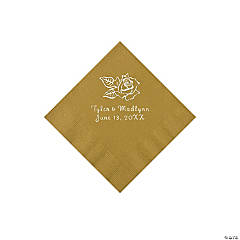Paper Rose Personalized Gold Beverage Napkins
