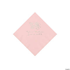 Paper Rose Personalized Pink Beverage Napkins
