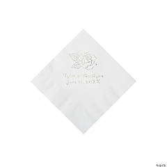 Paper Rose Personalized White Beverage Napkins