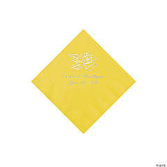 Paper Rose Personalized Yellow Beverage Napkins