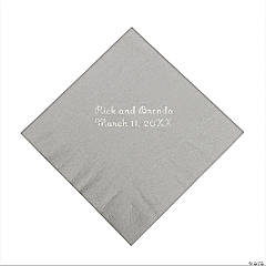 Paper Silver Personalized Beverage Napkins with Silver Foil