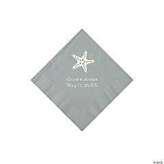Paper Silver Starfish Personalized Napkins - Beverage