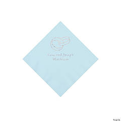 Paper Wedding Ring Personalized Light Blue Beverage Napkins