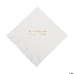 Paper White Personalized Luncheon Napkins with Gold Foil