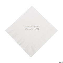 Paper White Personalized Luncheon Napkins with Silver Foil