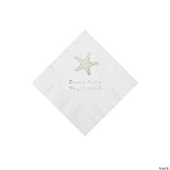 Paper White Starfish Personalized Napkins - Beverage