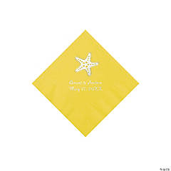 Paper Yellow Starfish Personalized Napkins - Beverage