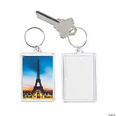 Paris Theme Picture Frame Keychains - 12 Pc.