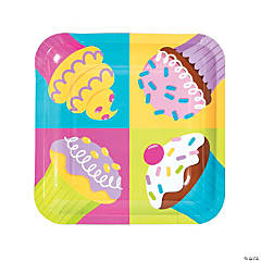 Pastel Cupcake Party Square Paper Dinner Plates - 8 Ct.