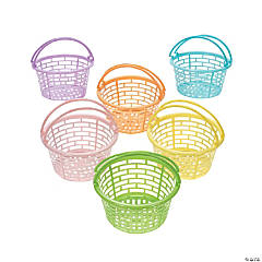 Pastel Round Plastic Easter Baskets - 12 Pc.