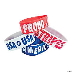 Patriotic Big Band Rubber Bracelets Clip Strip