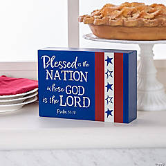 Patriotic Blessed is the Nation Tabletop Decoration