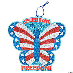 Patriotic Butterfly Sign Glitter Mosaic Craft Kit- Makes 12