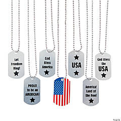 Patriotic Dog Tag Necklaces - 12 Pc.