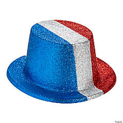 Patriotic Glitter Top Hats - 12 Pc.