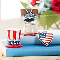 Patriotic Hinged Boxes Tabletop Decorations - 3 Pc.