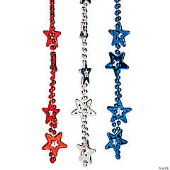 Patriotic Mardi Gras Chunky Star Bead Necklaces - 24 Pc.