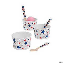 Patriotic Star Ice Cream Cups with Spoons – 12 Ct.