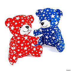Patriotic Star Print Stuffed Bears - 12 Pc.