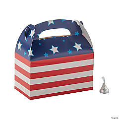 Patriotic Stars & Stripes Favor Boxes - 12 Pc.