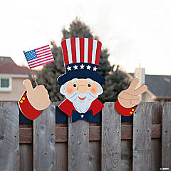 Patriotic Uncle Sam Fence Peeker Decoration