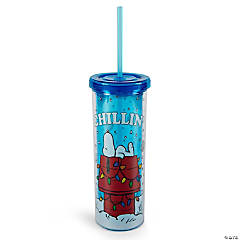 Peanuts Snoopy Chillin Acrylic Carnival Cup with Lid and Straw  Holds 20 Ounces