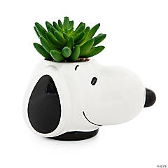 Peanuts Snoopy Face Ceramic Mini Planter with Artificial Succulent  3.5