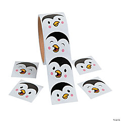 Penguin Face Sticker Roll - 100 Pc.