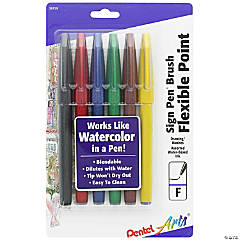 Zig Clean Color Real Brush Marker St 6VCWrmGry 6pc