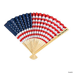 Personalized American Flag Folding Hand Fans -12 Pc.